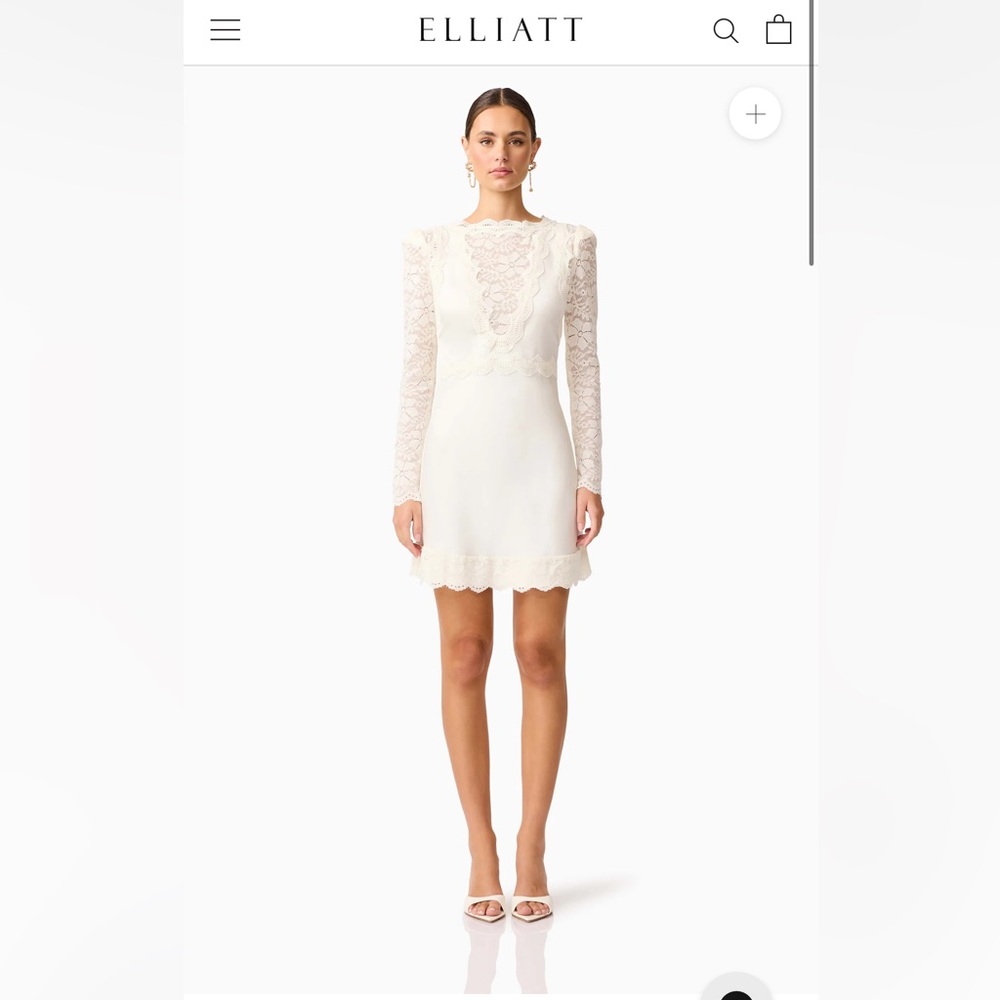 Elliatt Margot Long Sleeve Mini Elegant Lace White Dress